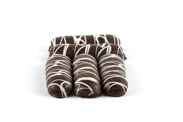 Chocolate cookies on white