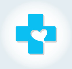 heart in cross medical hospital icon vector  