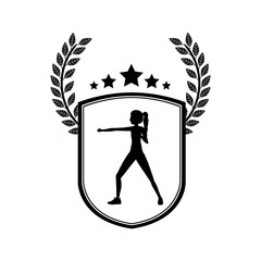 Girl doing excercise icon. Healthy lifestyle fitness gym and bodybuilding theme. Isolated design. Vector illustration