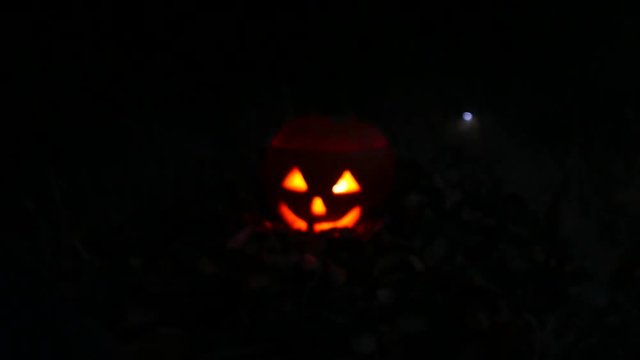 Jack o Lantern Halloween Pumpkin Head at Night