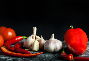 Garlic, chili and red pepper