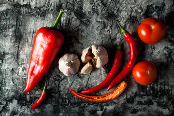 Garlic, chili and red pepper