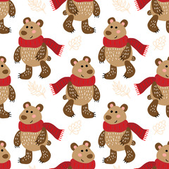 Seamless pattern with bears
