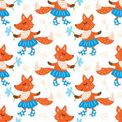 Seamless pattern with fox
