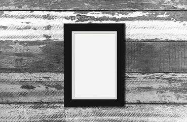 blank frame on white vintage wood