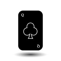 poker card. QUEEN CLUB BLACK. White easy to separate background. - obrazy, fototapety, plakaty