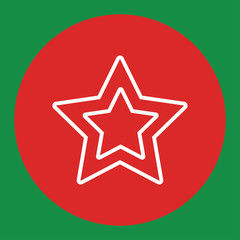 star rating five point pointed line white icon in red circle