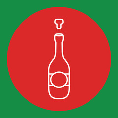 champagne bottle alcohol line outline icon line white icon in red circle