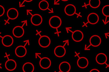 Abstract vector seamless pattern with female and male signs