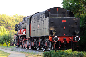 Fototapeta na wymiar Old Steam Locomotive located in Museum Selcuk, Turkey