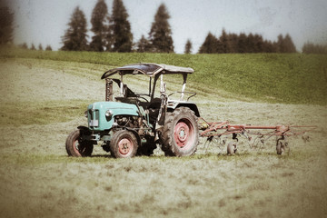 Oltimer Tractor in the Bavarian Mountains