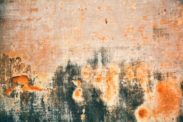 texture or background wall of shabby paint and plaster cracks. Free space for text