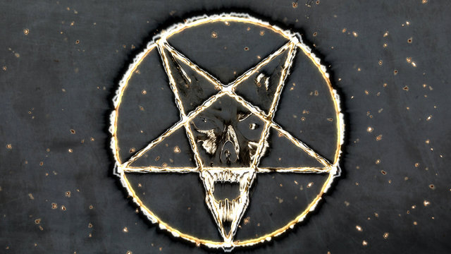 Inverted Pentagram Symbol with the Face of the Evil