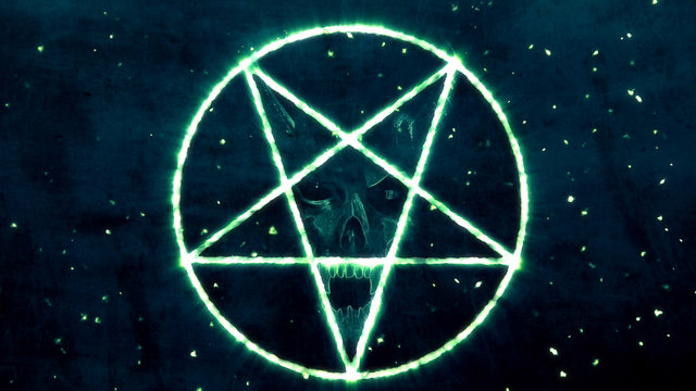 Inverted Pentagram Symbol with the Face of the Evil
