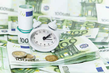 Banknotes advantage hundred euro, cents and watch
