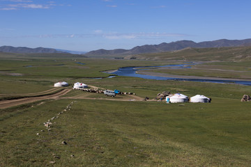 Mongolische Nomadenfamilie