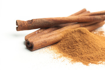Cinnamon sticks  on white background