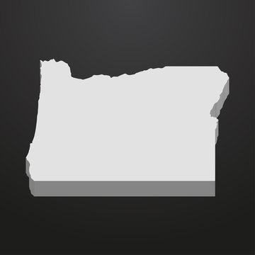 recommend clip art: Oregon State map in gray on a black background 3d