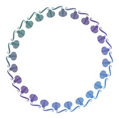 Beautiful frame with seashells silhouettes.