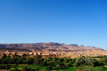 rock moutain with oasis at morocco