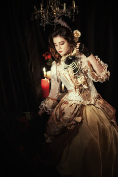 girl dressed in the style of Rococo