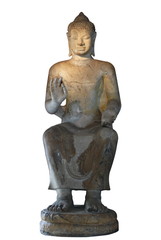 Ancient buddha statue on white screen