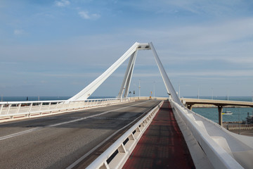 Roadbed of Bridge "Puente Puerta Europa". Barcelona, Spain