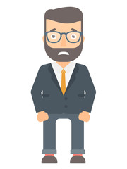 Embarrassed young businessman vector illustration.
