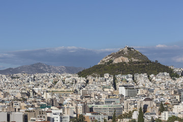 Cityscape of Athens and Lycabettus Hill in the background, Athen