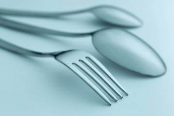 Cutlery set on light background