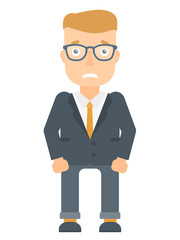 Embarrassed young businessman vector illustration.