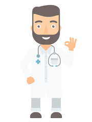 Doctor showing ok sign vector illustration.