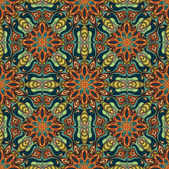 Ornate floral seamless texture, endless pattern with vintage mandala elements.