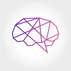 Brain Logo silhouette design vector template. Think idea concept