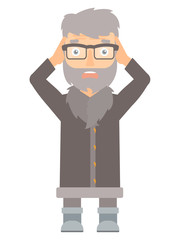 Stressful north man clutching his head.