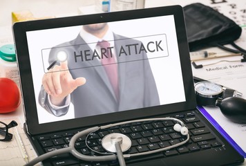 Heart attack written on a computer's screen