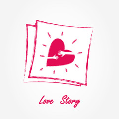 Love Story, Give Love, Card, Decoration, Vector Illustration