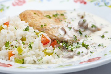schnitzel with rice