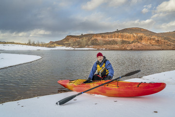 winter kayaking in northern Colorado