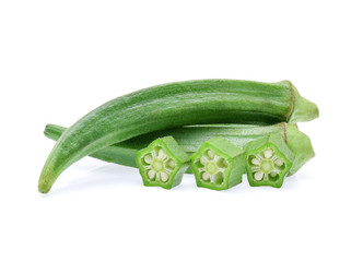 fresh okra isolated on white background