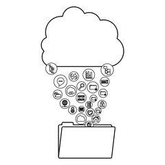 Cloud computing file and media icon set. Multimedia storage and technology theme. Isolated design. Vector illustration