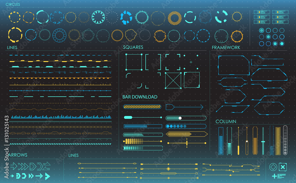 Poster set of infographic elements. head-up display elements for the web and app. futuristic user interface