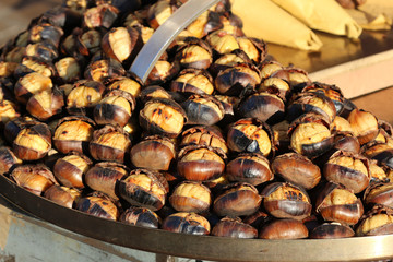 Caldarroste, roasted chestnuts on sale in many Italian streets between Autumn and Winter