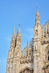 Fototapeta na wymiar Milan Cathdreal gothic pinnacles