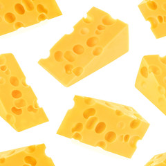 Cheese seamless pattern isolated on white background