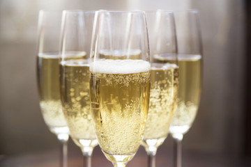 drinking champagne in the company before the holidays at home