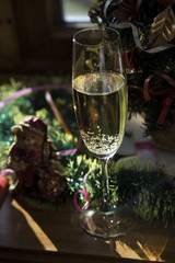 drinking champagne in the company before the holidays at home