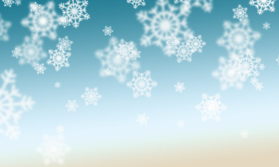 Background with snowflakes bokeh effect