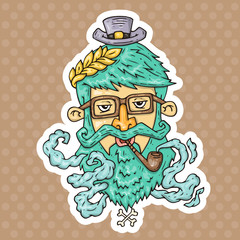 cartoon hipster head