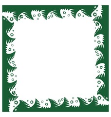 Fototapeta na wymiar Christmas frame with fir branches and snowflakes